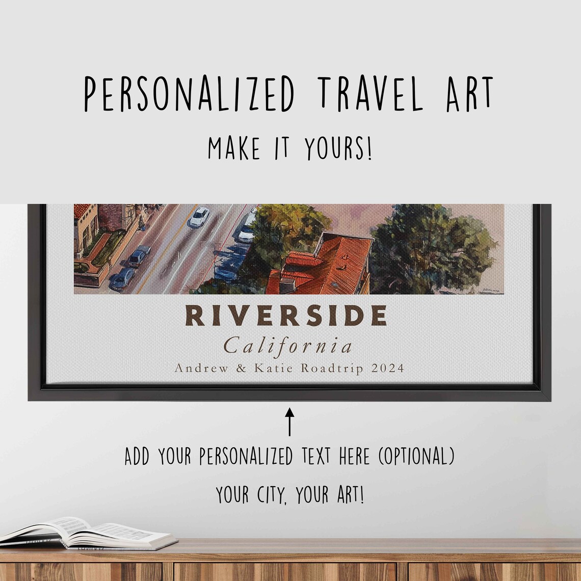 Riverside California Aerial River Road Mountain Sunny Day Poster - Image 4