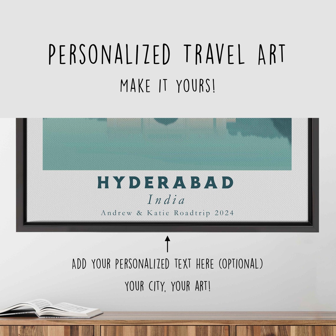 Hyderabad India Grand Mosque Domes Lake Reflection Art Poster - Image 4