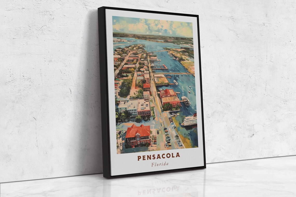 Pensacola Florida Acrylic Painting Travel Poster - Image 2