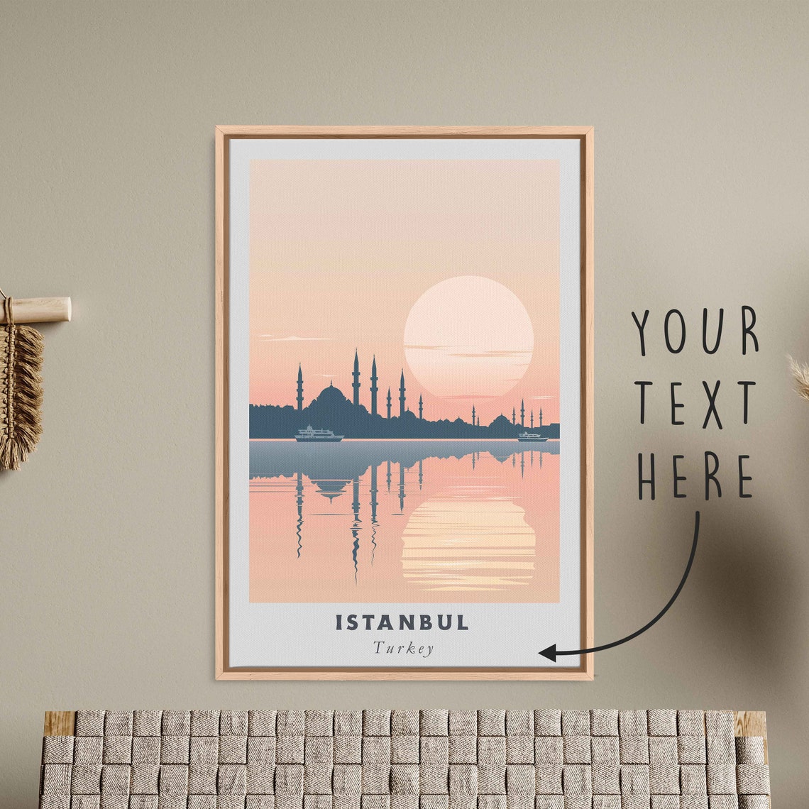 Istanbul Turkey Mosque Sunset Water Reflection Minimalist Art Poster