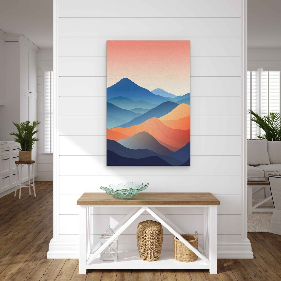 Colorful Minimalist Semi Abstract Mountains Framed Print Office Decor - Image 2