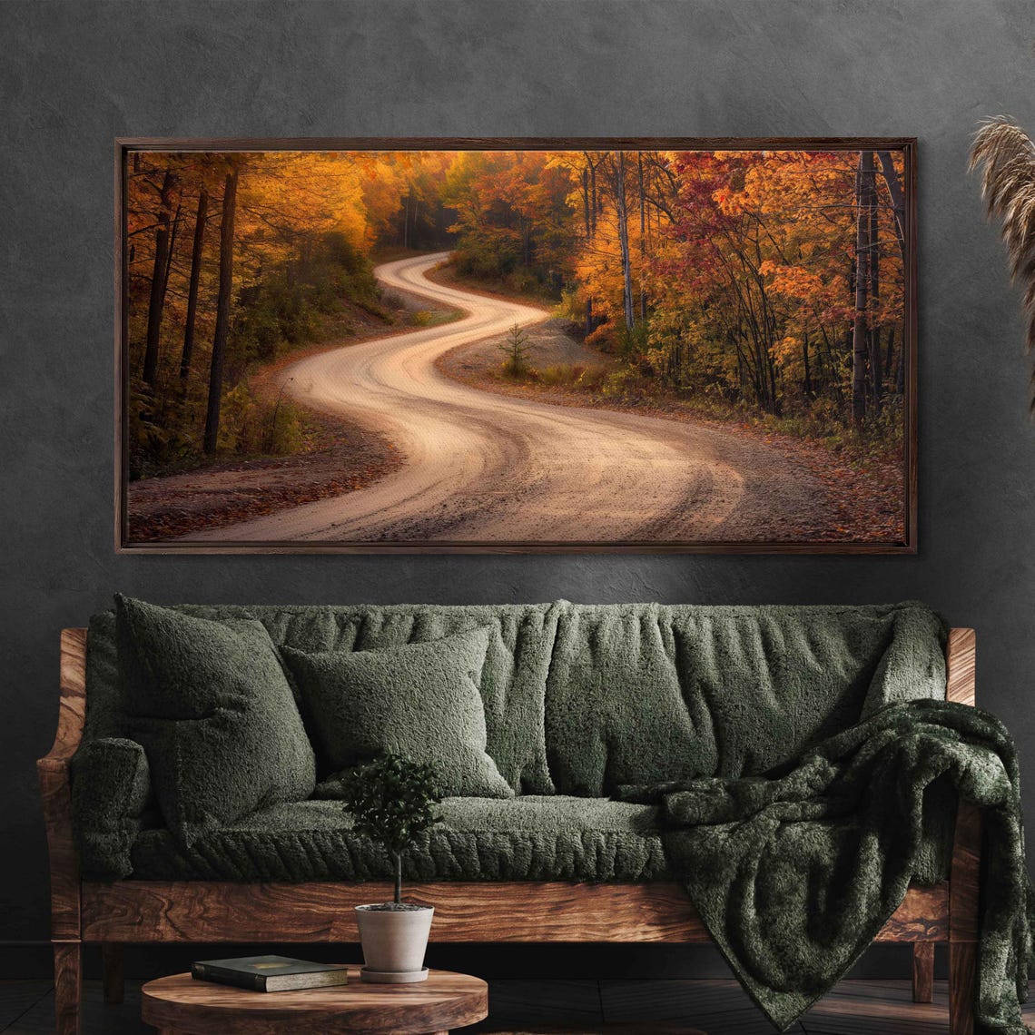 Winding Dirt Road Through Autumn Woods Golden Light Nature Poster