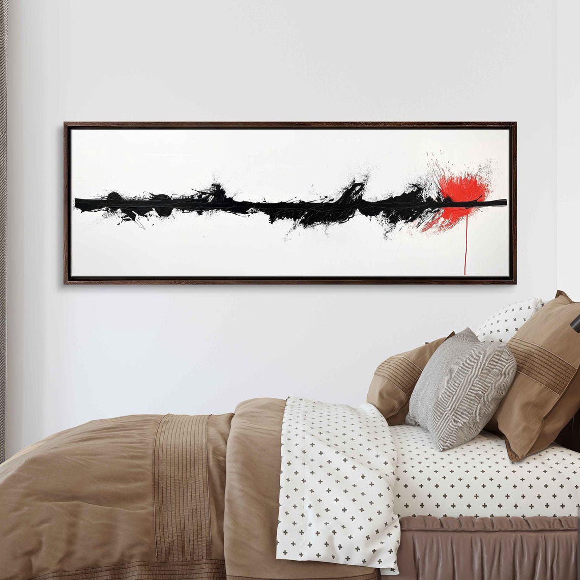 Minimalist Abstract Black White Red Ink Splash Modern Art Poster