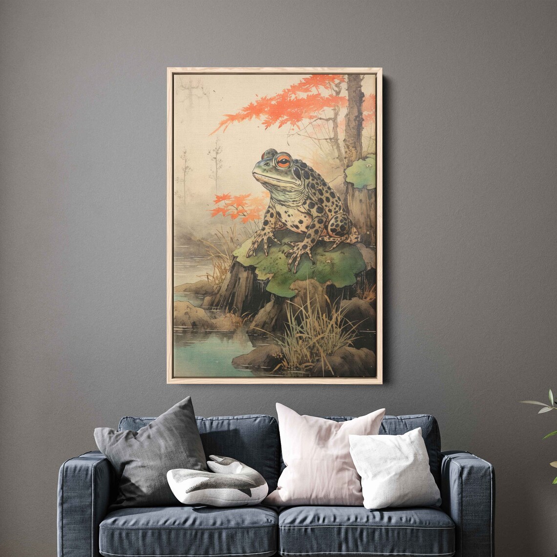 Vintage Japanese Frog Acrylic Painting Art Print - Image 3