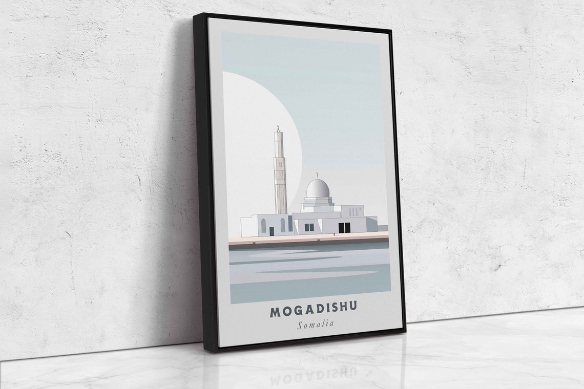 Mogadishu Somalia Mosque Minaret Waterfront Minimal Travel Poster - Image 2