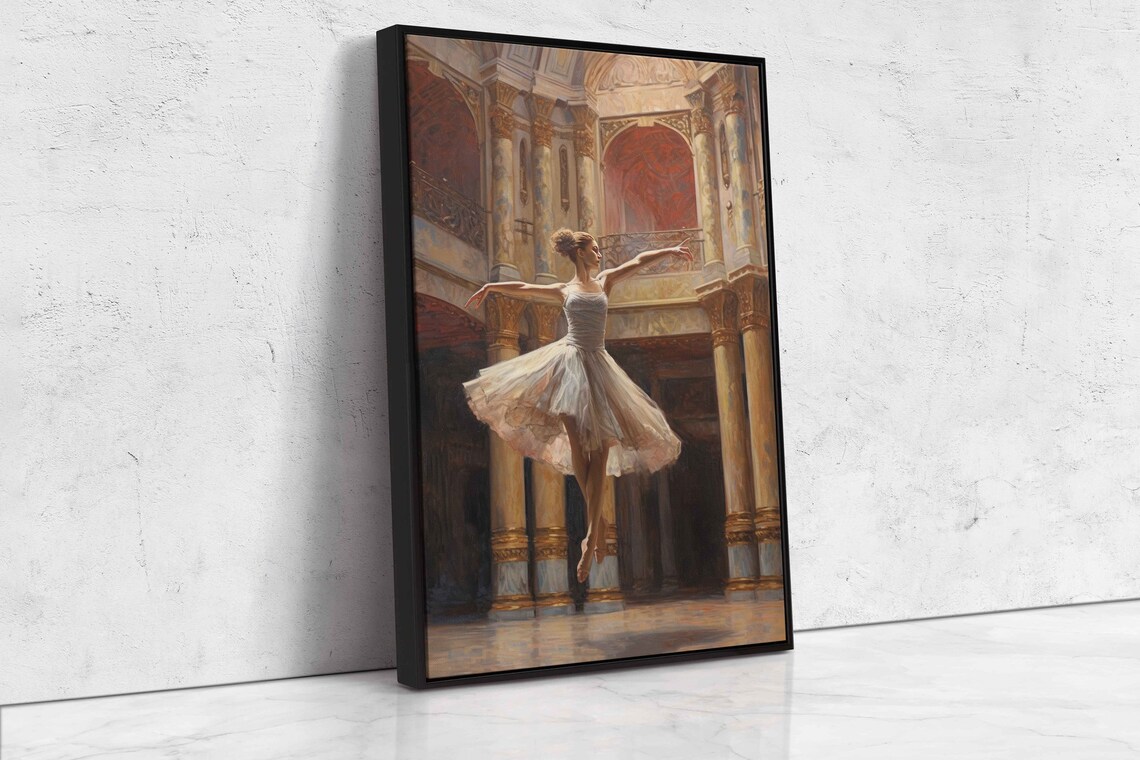 Vintage Ballerina Theatre Performance Flowing White Dress Art Print - Image 4