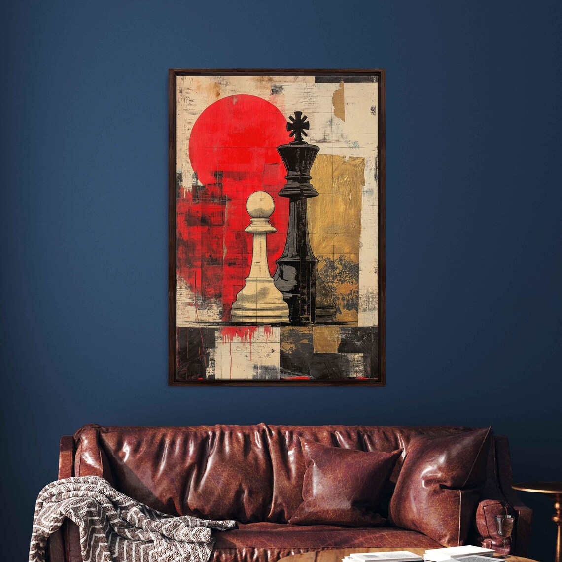 Surreal Chess Pieces, Whimsical Collage Art Print