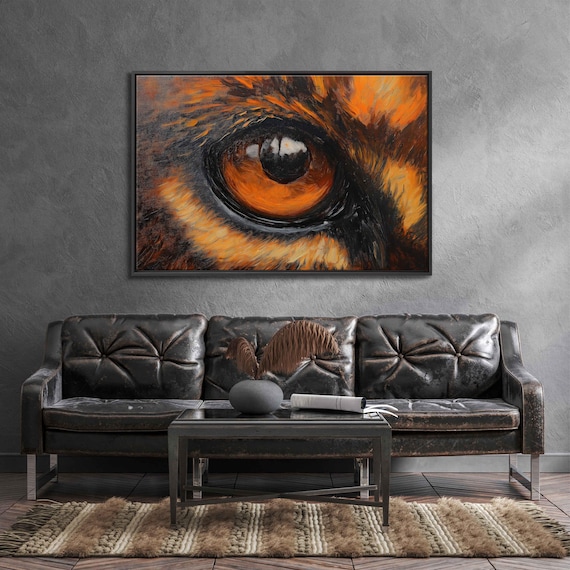 Lion Eye Macro Intense Amber Reflection Dramatic Wildlife Art Poster