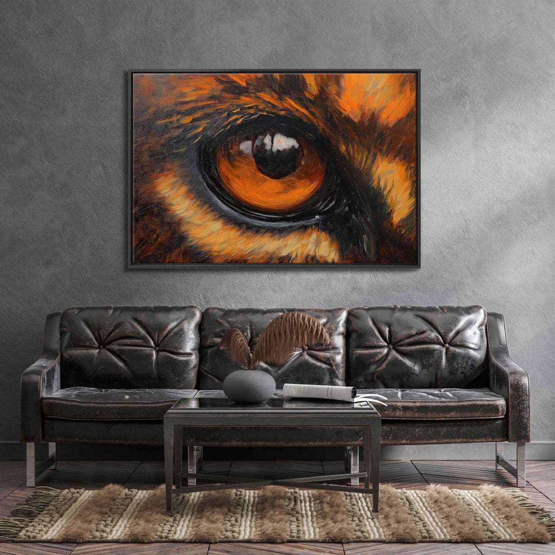 Lion Eye Macro Intense Amber Reflection Dramatic Wildlife Art Poster