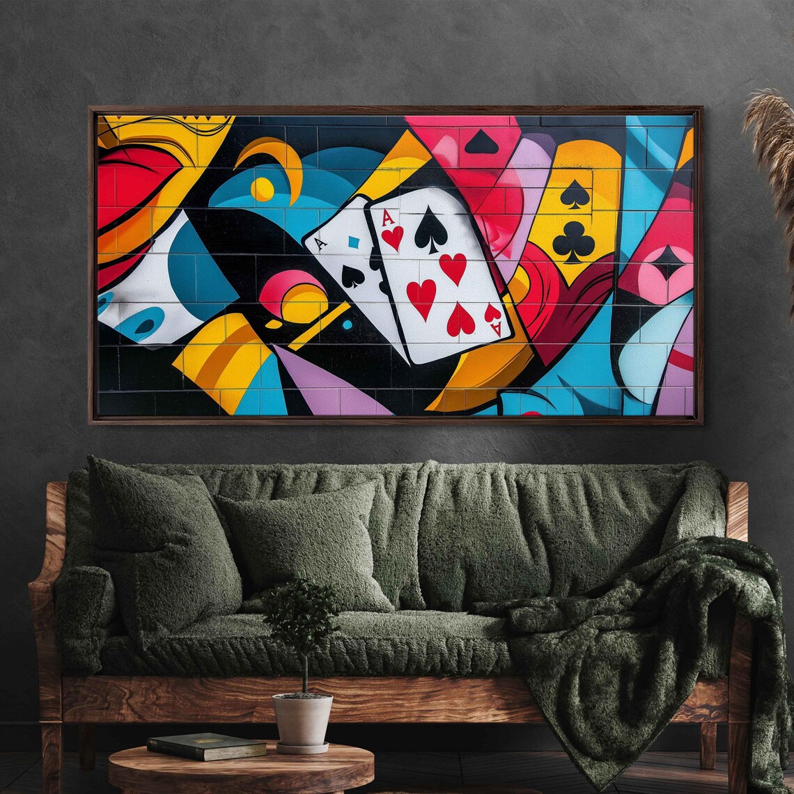 Pair Of Aces Mural Wall Art Print Man Cave Decor Gift For Him Playing Cards Ready To Hang
