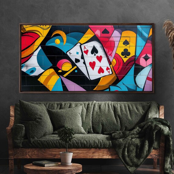 Pair Of Aces Mural Wall Art Print Man Cave Decor Gift For Him Playing Cards Ready To Hang
