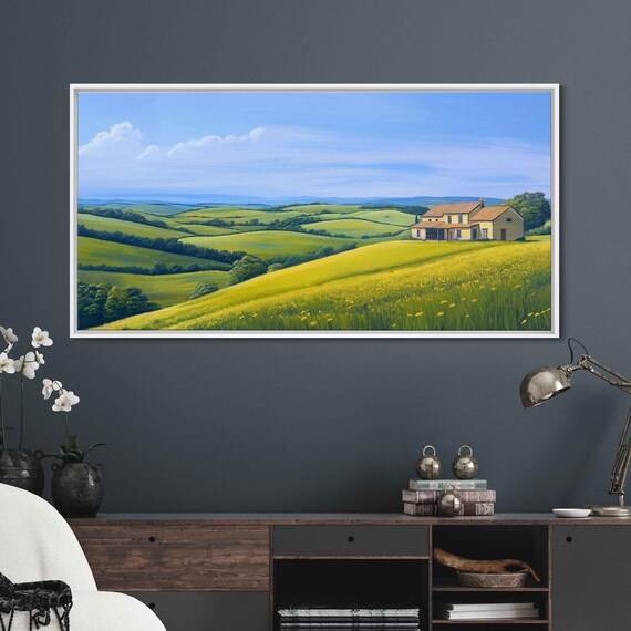 Acrylic Painting Of A Tea House Wall Art Print English Countryside Scene Relaxation
