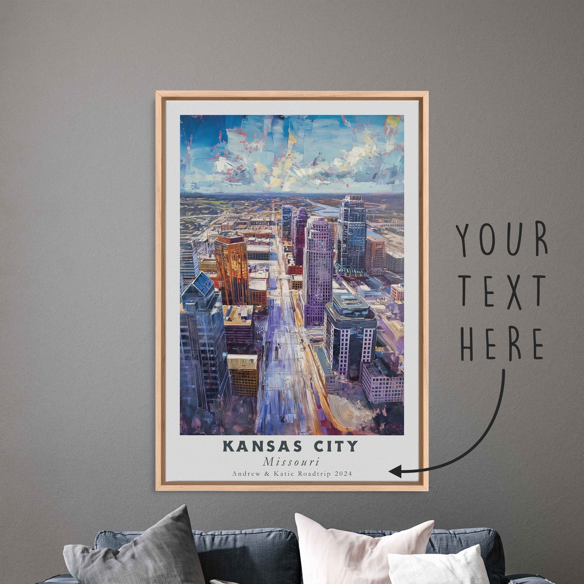 Kansas City Missouri Acrylic Painting Travel Art Framed Wall Art Framed Fine Art Poster Paper Print Travel Home Decor - Image 3
