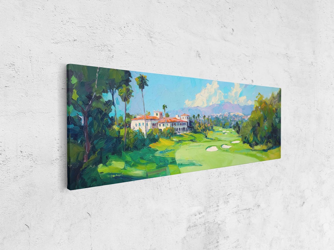 Palm Trees Golf Course With Spanish Clubhouse Mountain View Poster - Image 4