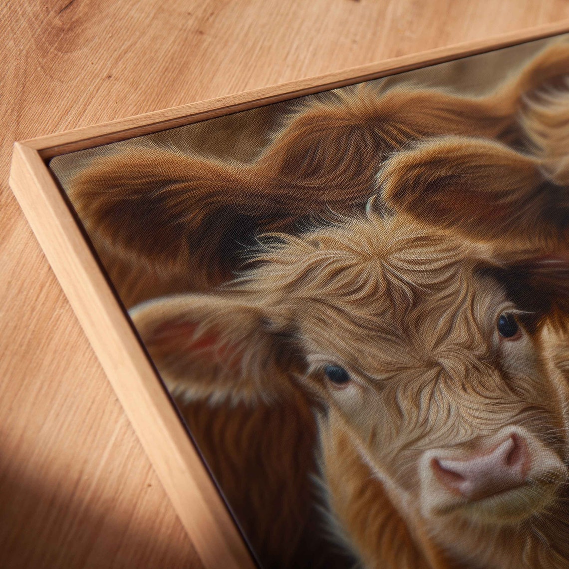 Fluffy Highland Calves Close Up Portrait Trio Cute Cow Poster - Image 2