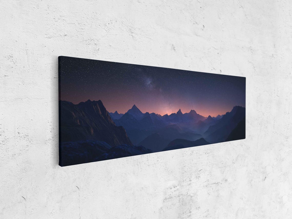Starry Night Sky Over Rugged Mountain Terrain Wall Art Print Nature Photo Dramatic Sky Ready To Hang - Image 4