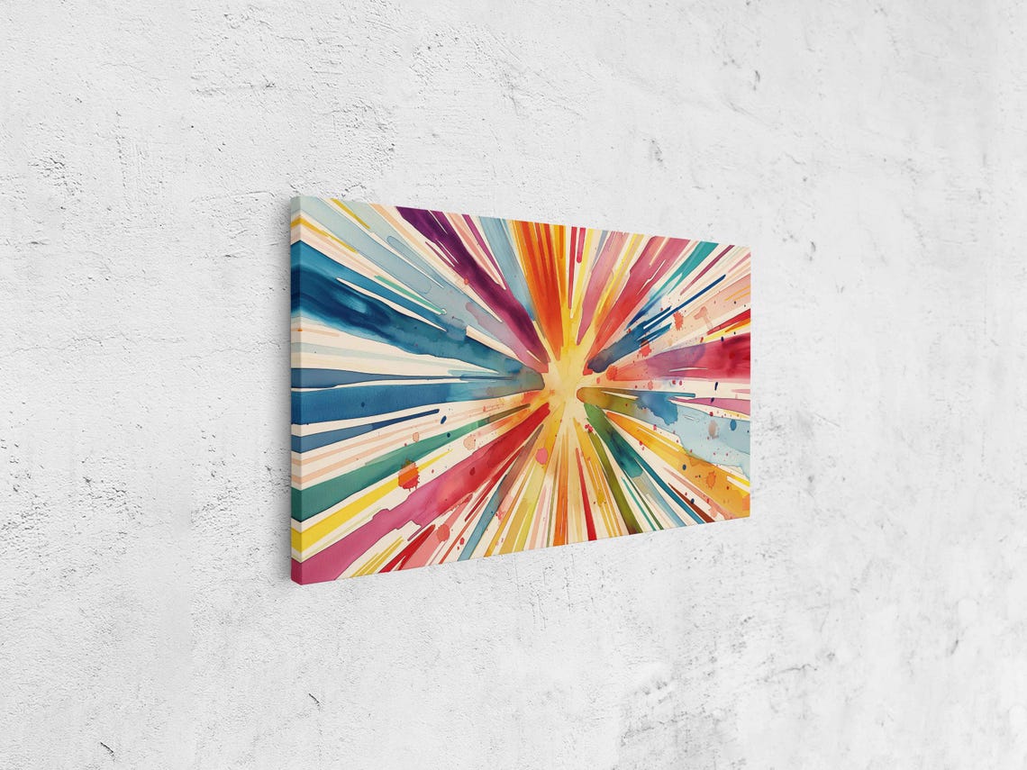 Pop Art Rainbow Starburst Explosion Colorful Watercolor Wall Poster - Image 4
