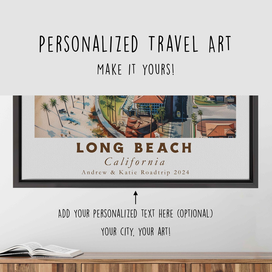 Long Beach California Sandy Beach Coastline Aerial Travel Poster - Image 4