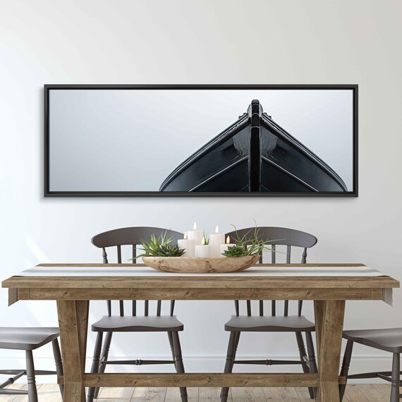 Black Boat Bow Minimalist Monochrome Ocean Photography Poster