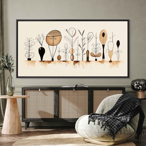 Minimalist Abstract Boho Art Wall Art Print Line Art Plants Gift For Plant Lover Plant Mom Ready To Hang