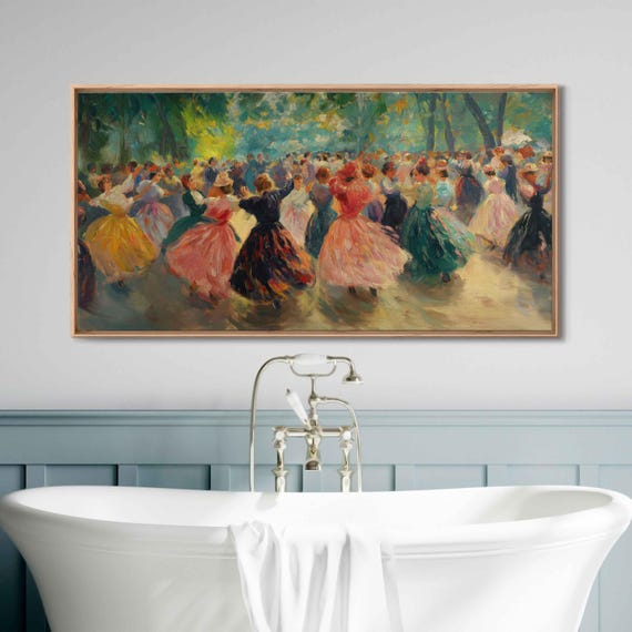 Colorful Festival Dancers Wall Art Print Impressionist Dance Scene