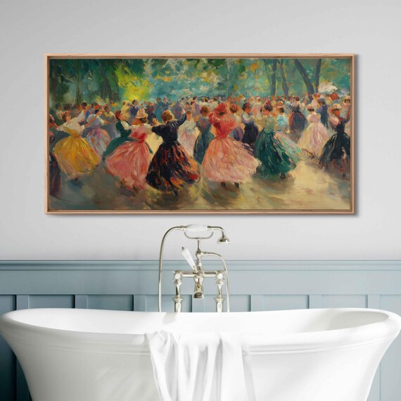Impressionist Festival Dancers Flowing Gowns Outdoor Ball Scene Art Poster