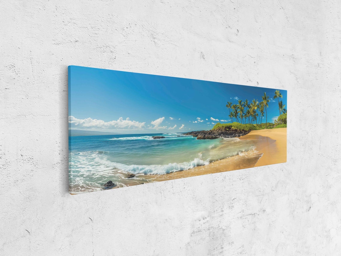 Tropical Beach Photograph Palm Trees Ocean Waves Wall Art Print Ready To Hang - Image 4