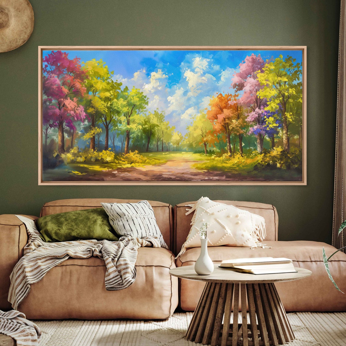 Colorful Forest Path Trees Of Every Color Bright Nature Print - Image 2