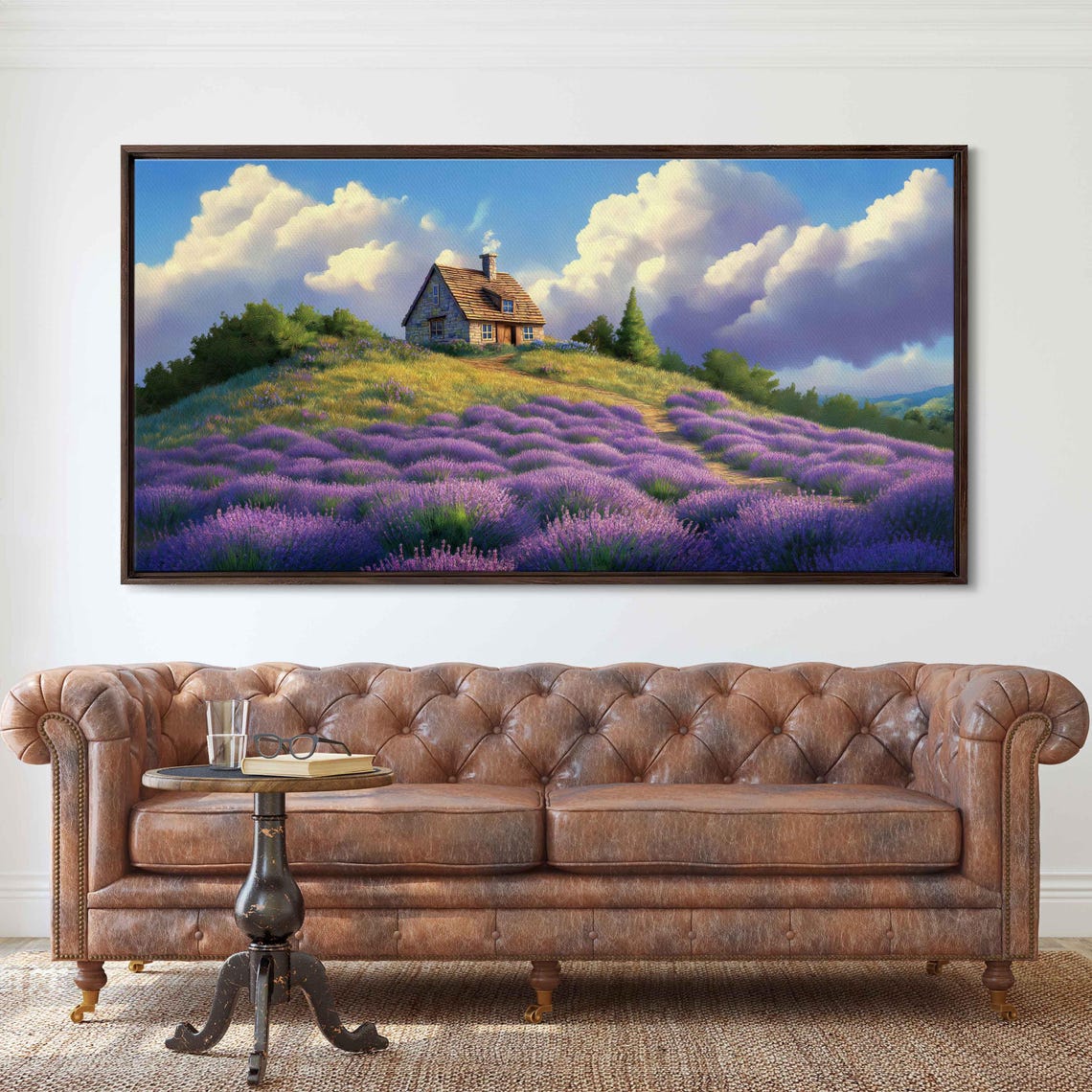 Hilltop Cottage Among Blooming Lavender Fields Countryside Poster