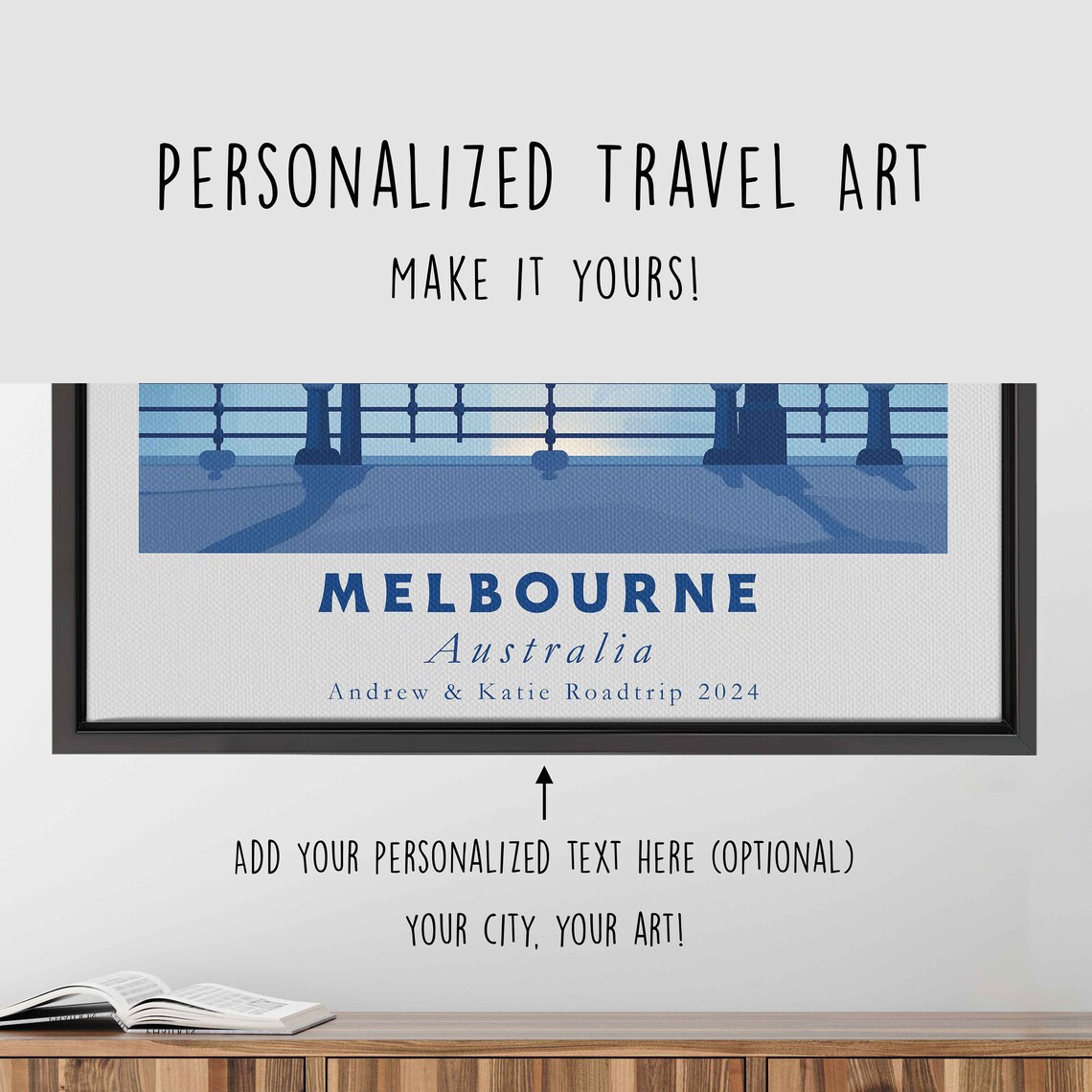 Melbourne Australia Skyline River Bridge Blue Morning Travel Poster - Image 4