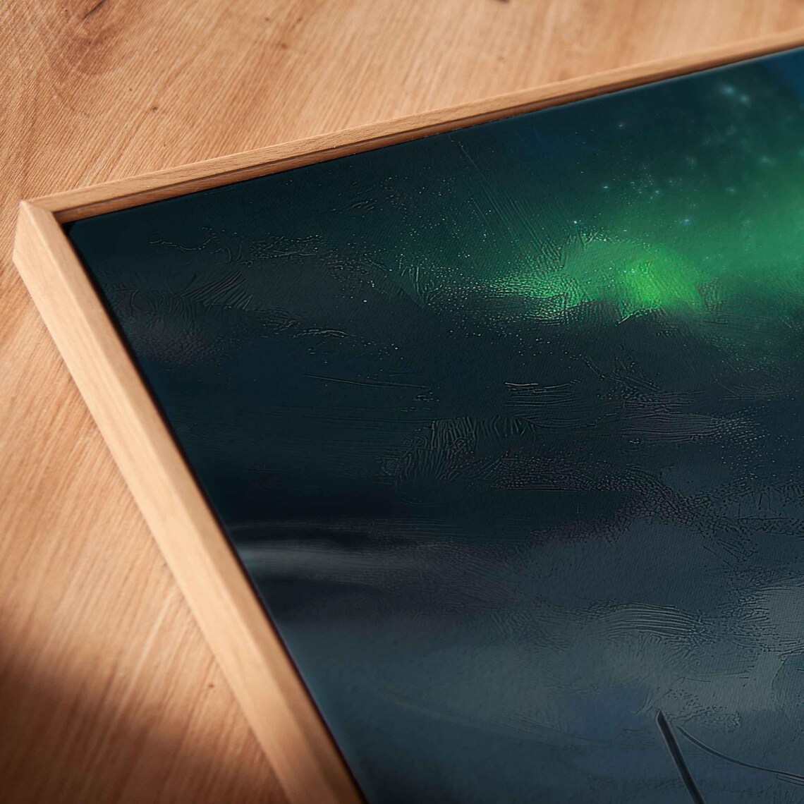 Aurora Borealis Over City Lights Green Night Sky Travel Poster - Image 2