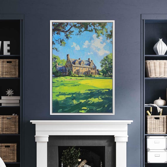 Winged Foot Golf Club Clubhouse Oil Wall Art Print Impressionist Painting Gift For Golfer Man Cave Painting Ready To Hang