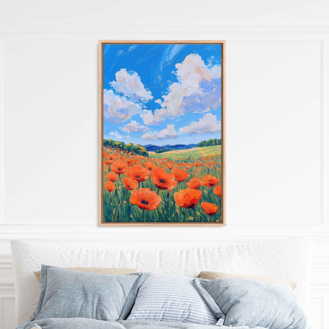 Blooming Poppy Fields, Spring Landscape Art Print