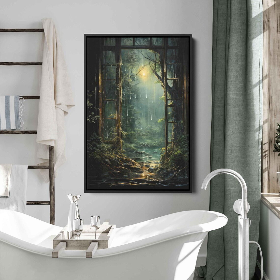 Rainforest Walkway Art Print, Rainy Forest Path