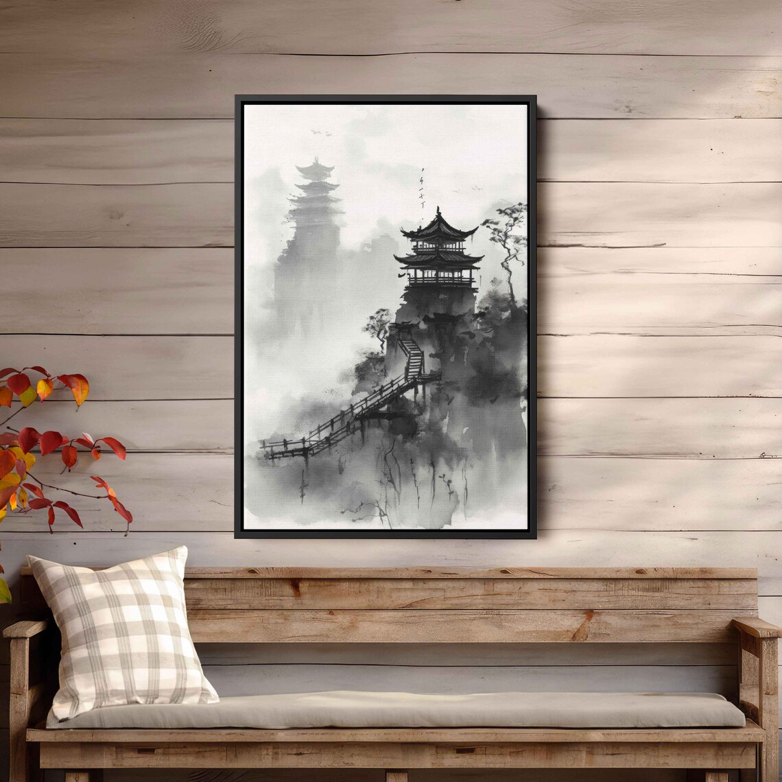 Black And White Chinese Landscape, Ink Wash Art Print - Image 2