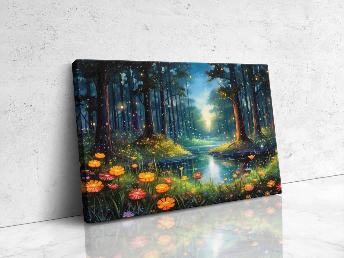 Whimsical Watercolor Magical Forest Print On Ready To Hang Framed Option Housewarming Gift For Her - Image 4