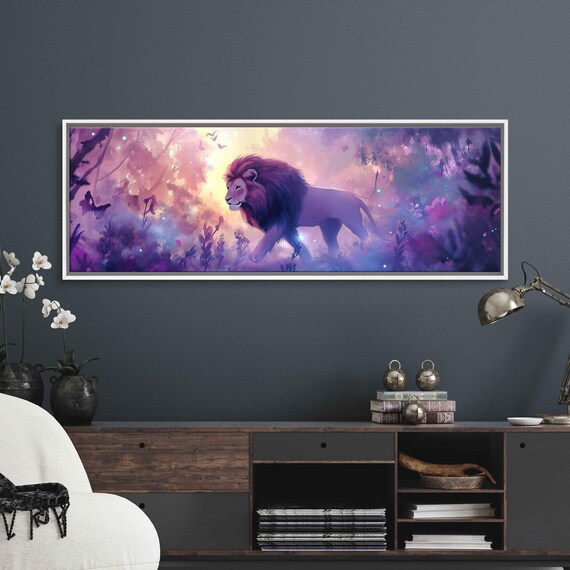 Lion In Ethereal Forest Watercolor Dreamy Pastel Tones Fantasy Poster