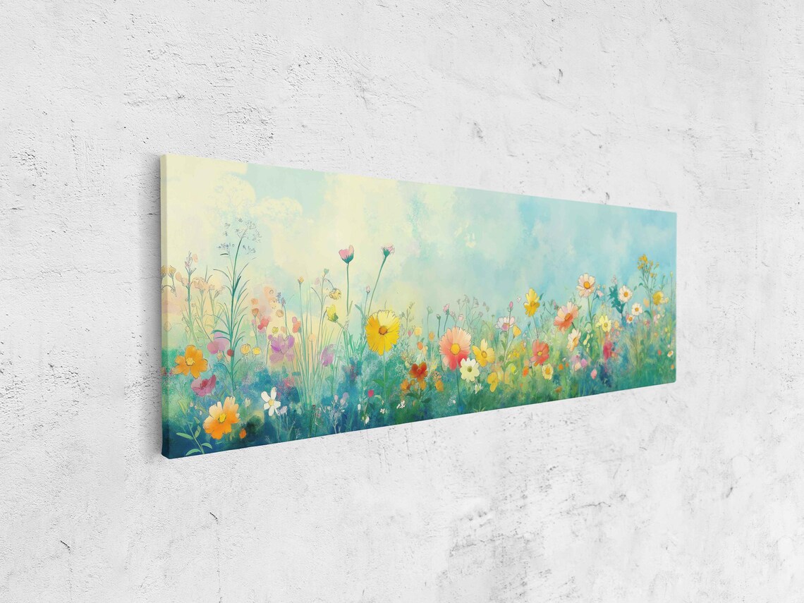 Expansive Meadow Of Wildflowers Dreamlike Watercolor Bright Art Poster - Image 4