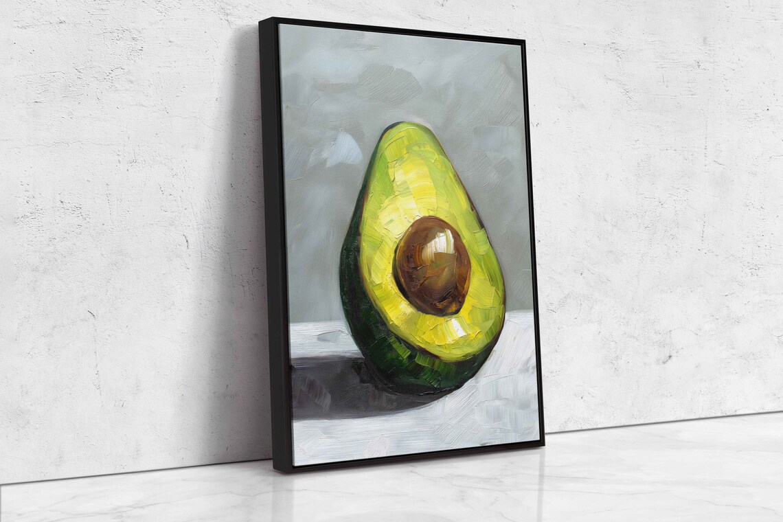 Acrylic Avocado Painting Wall Art Print Kitchen Decor Simple Green Vegetable Ready To Hang - Image 4