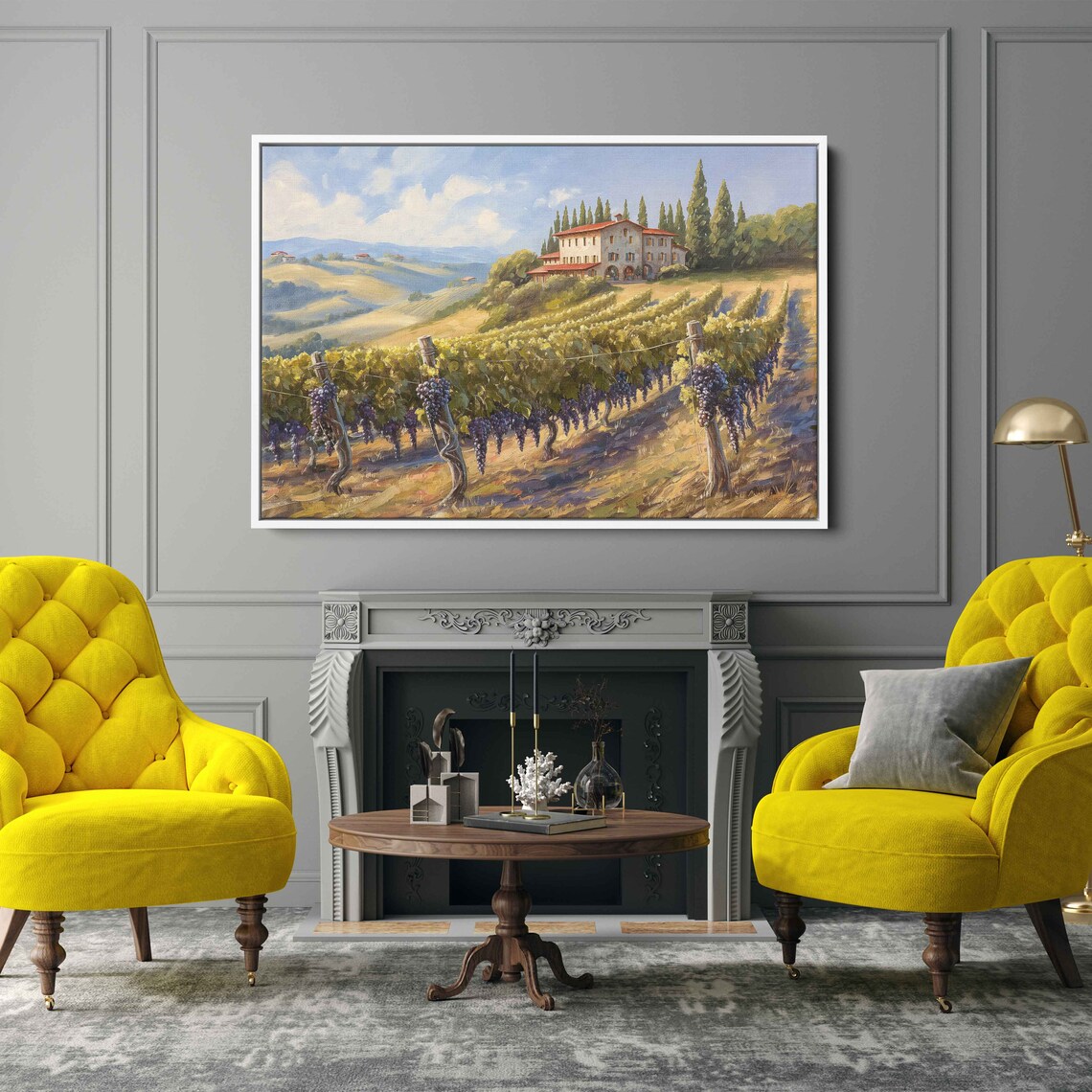 Grapefield Vineyard Farming Lifestyle Lush Greenery Wall Art Print Ready To Hang - Image 3