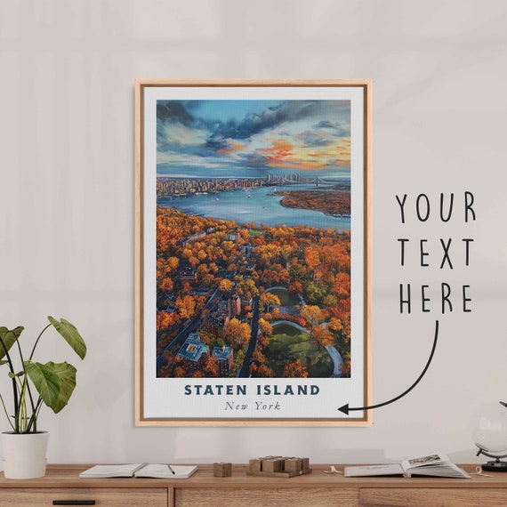 Staten Island New York Acrylic Painting Travel Art Framed Wall Art Framed Fine Art Poster Paper Print Travel Home Decor
