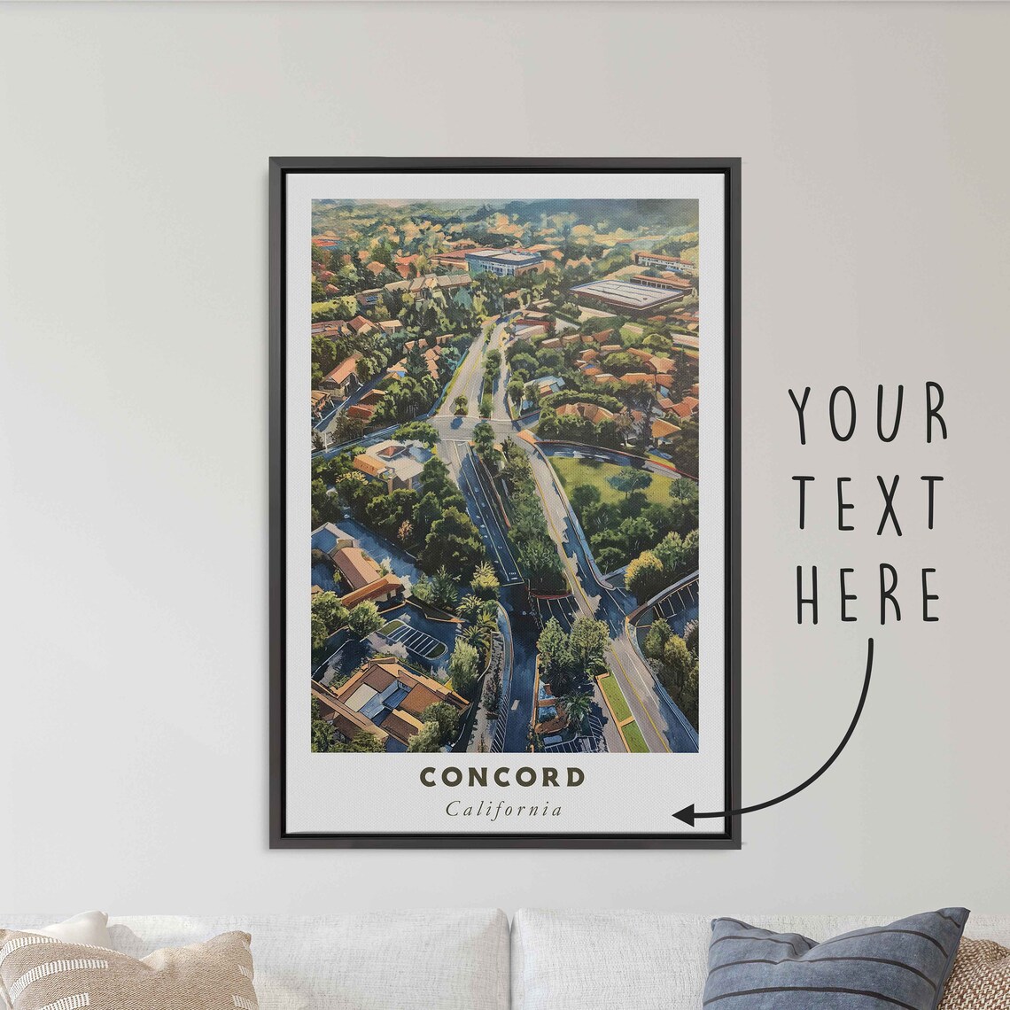 Concord California Suburban Street Aerial Neighborhood Travel Poster