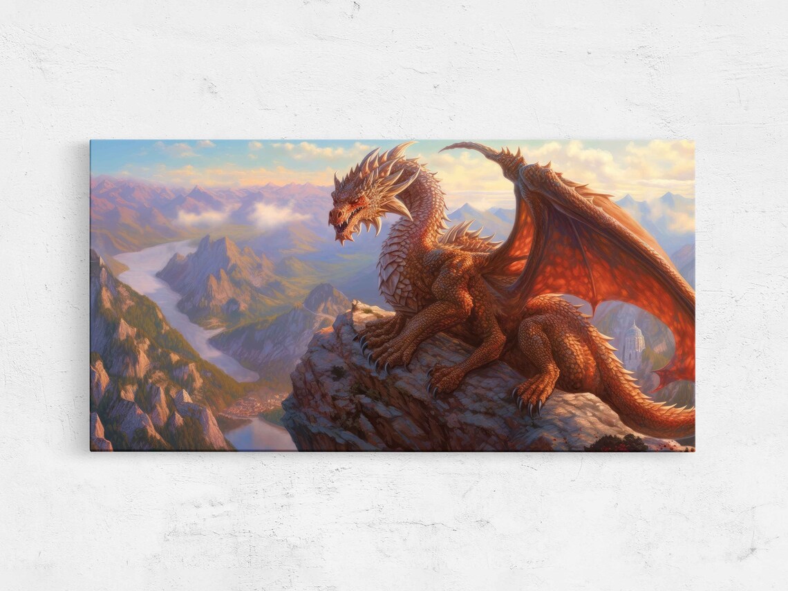 Acrylic Dragon Painting, Fantasy Wall Art Print