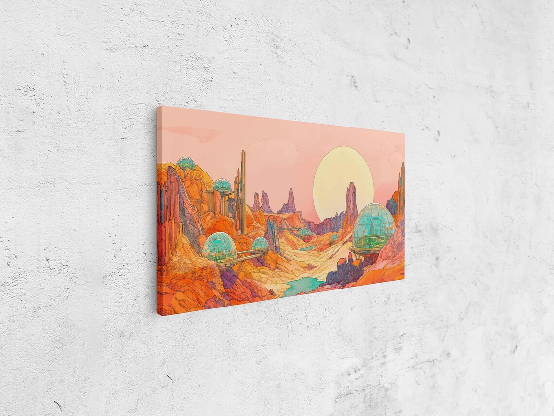 Futuristic Mars Colony Glass Biodomes Red Canyon Landscape Sci Fi Art Poster - Image 4