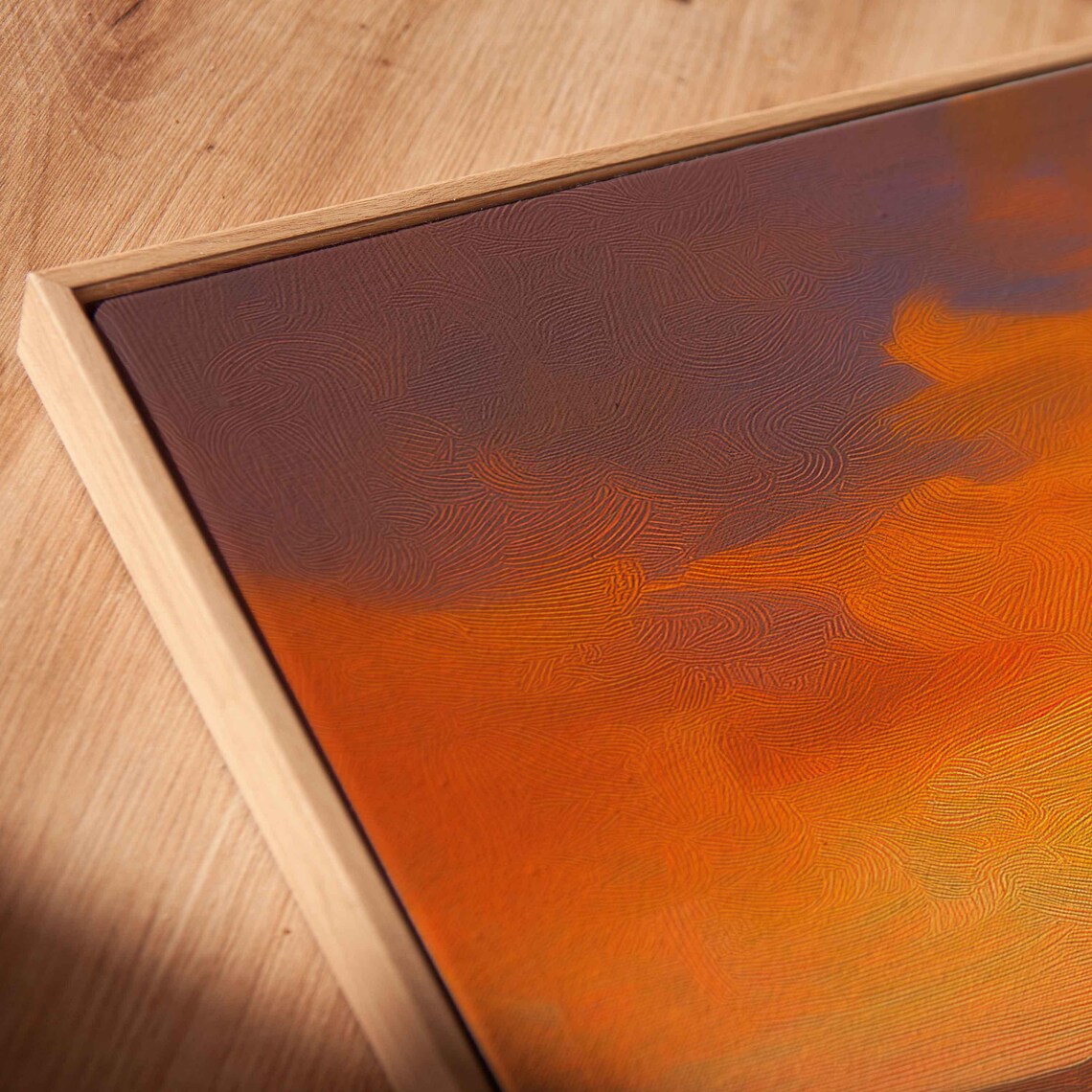 Surfer Riding Wave At Golden Orange Sunset Ocean Painting Poster - Image 2