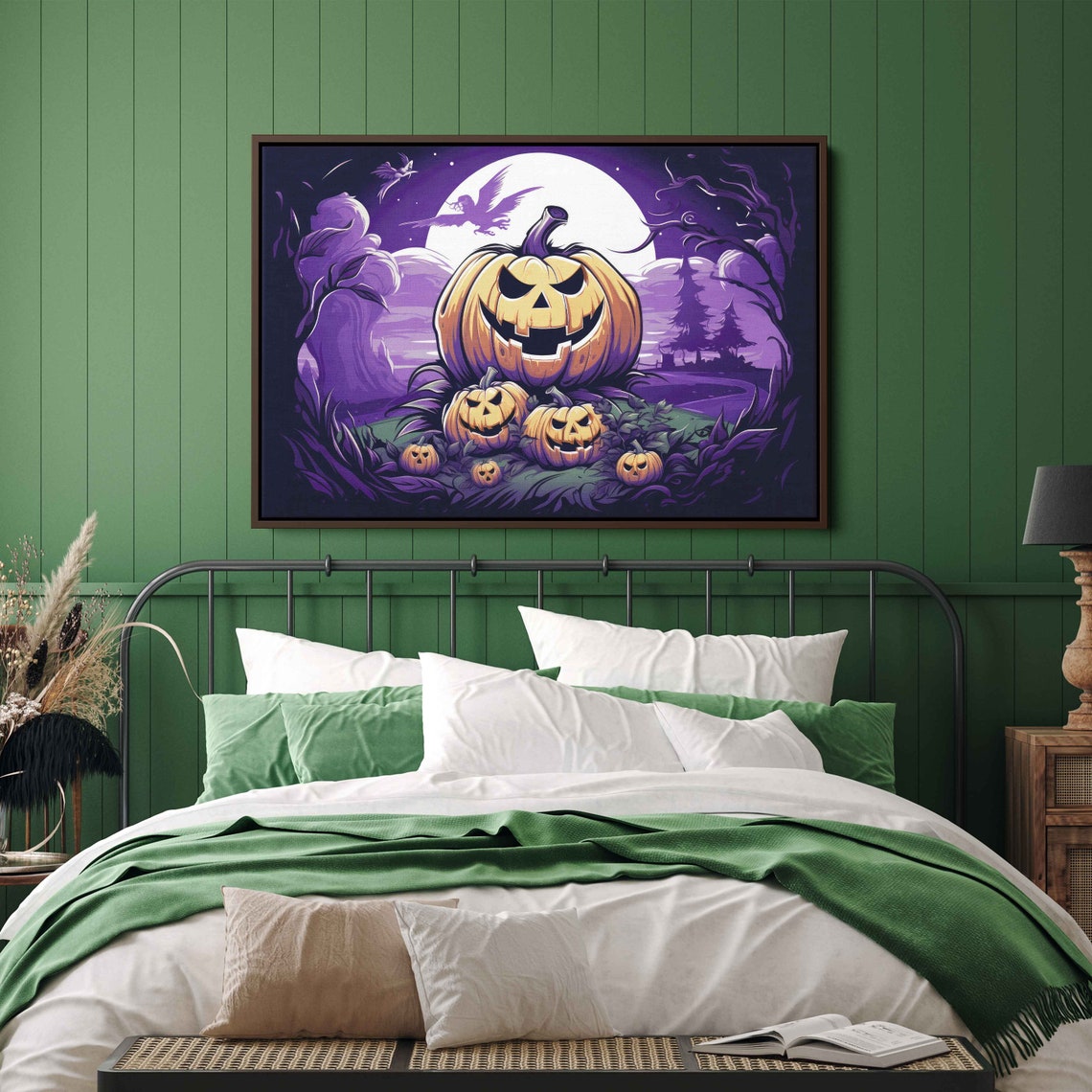 Halloween Jack O Lantern Pumpkins Spooky Full Moon Night Scene Poster - Image 2