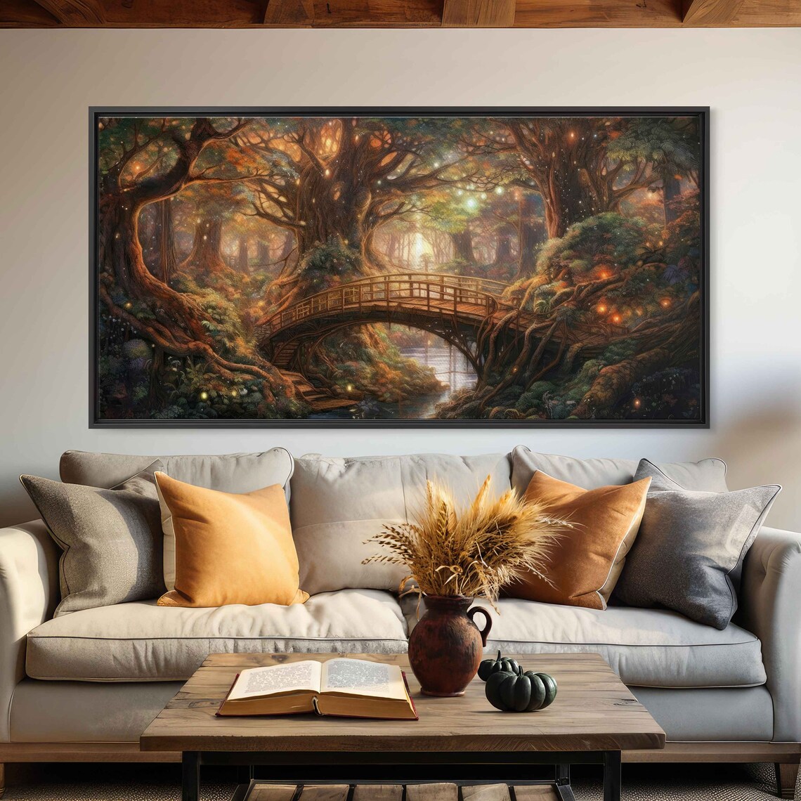 Enchanted Firefly Forest Acrylic Painting Art Print - Image 3