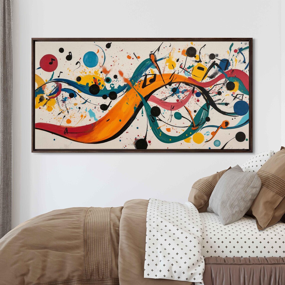 Colorful Abstract Music Notes Flowing Sound Waves Vibrant Modern Wall Art Poster - Image 3