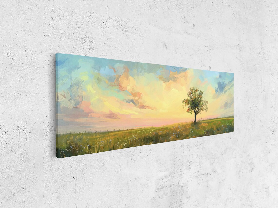 Minimalist Meadow Landscape Watercolor Art Print - Image 4