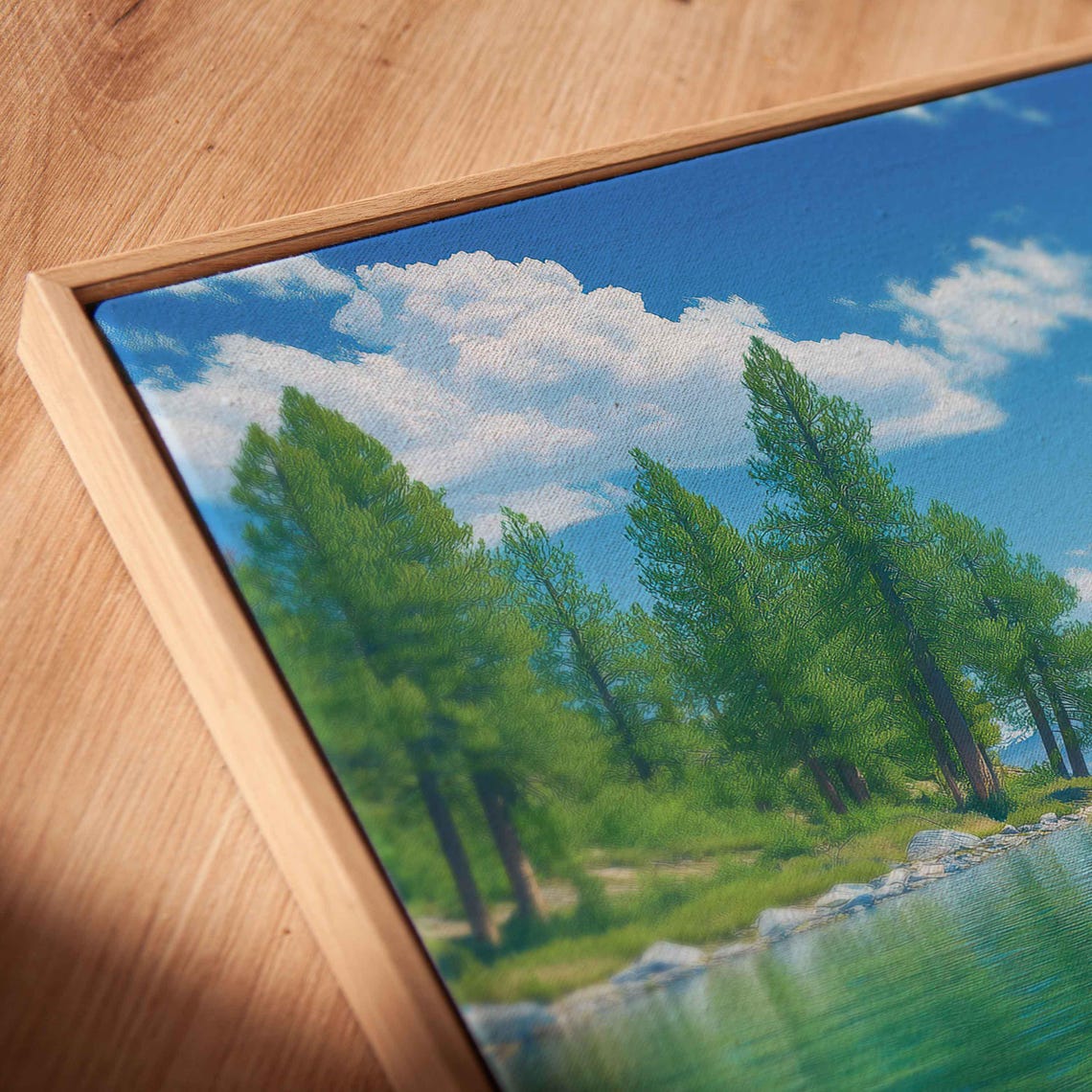 Lake Tahoe Serenity Wall Art Print Clear Blue Sky Vibrant Greens Gentle Ripples - Image 2